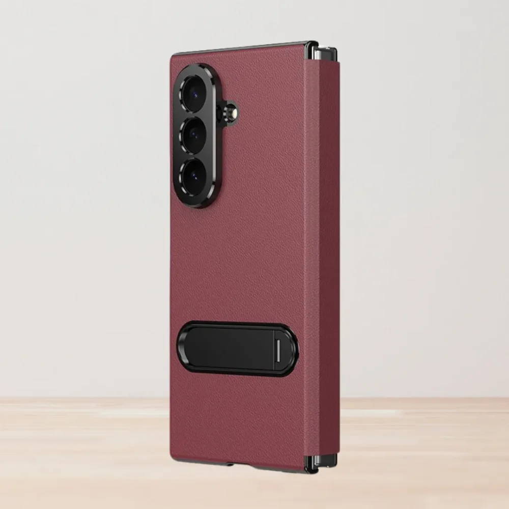 Samsung Galaxy Z Fold 7 Magnetic Leather Flip Case | Multiple Angle Bracket Stand & Hinge Protection Cover