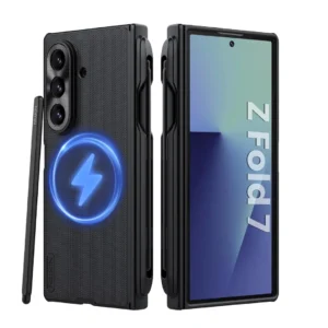 Samsung Galaxy Z Fold 7 Case, Nillkin Frosted Shield with S Pen & Holder, Hinge Protection, Magsafe Compatible Slim PC Shell, Black Samsung Galaxy Z Fold 7 Case, Nillkin Frosted Shield with S Pen & Holder, Hinge Protection, Magsafe Compatible Slim PC Shell, Black