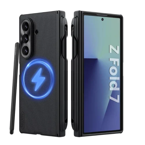 Samsung Galaxy Z Fold 7 Case, Nillkin Frosted Shield with S Pen & Holder, Hinge Protection, Magsafe Compatible Slim PC Shell, Black Samsung Galaxy Z Fold 7 Case, Nillkin Frosted Shield with S Pen & Holder, Hinge Protection, Magsafe Compatible Slim PC Shell, Black