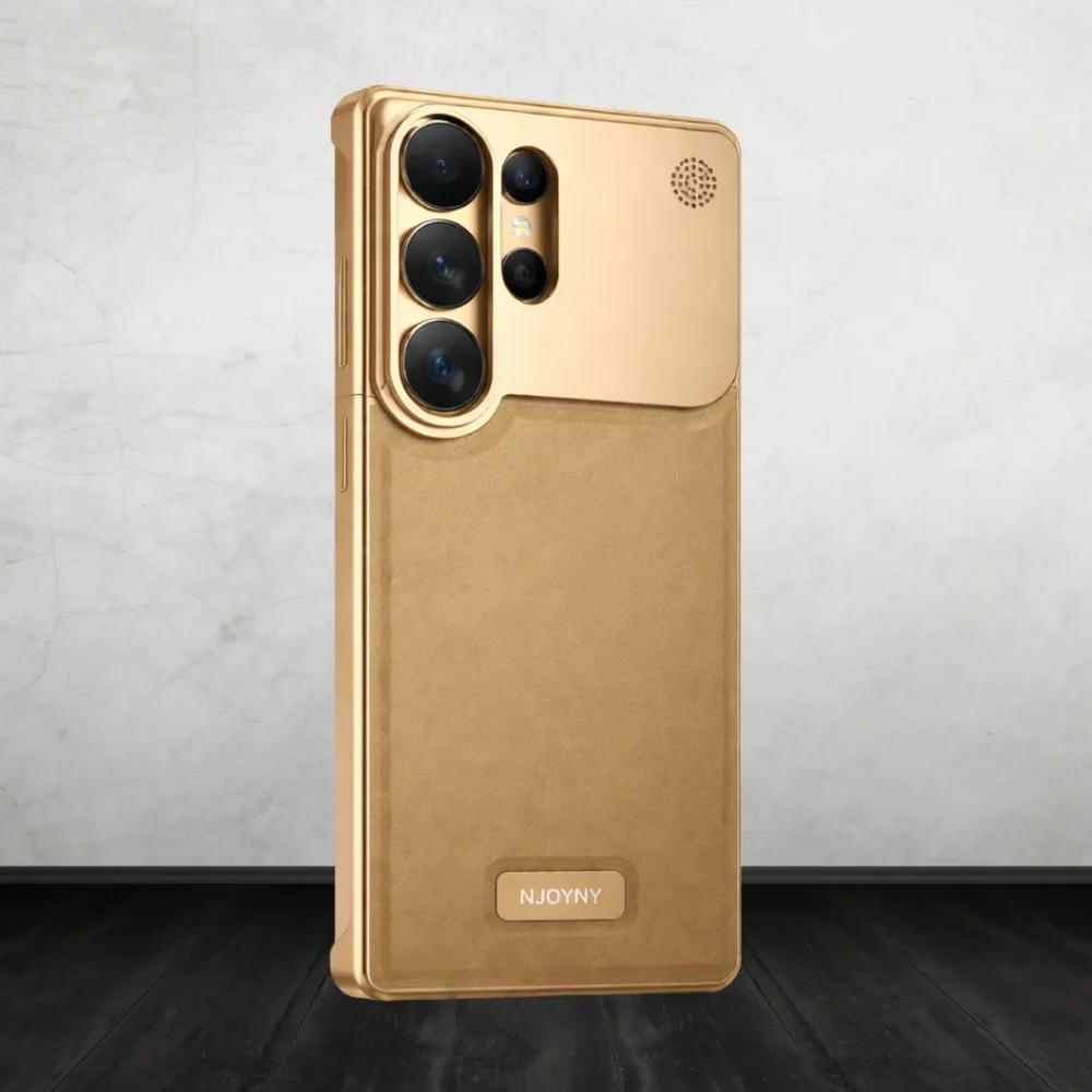 S26 Ultra Aero Flex Metallic Leather Case - Premium Aluminum Frame