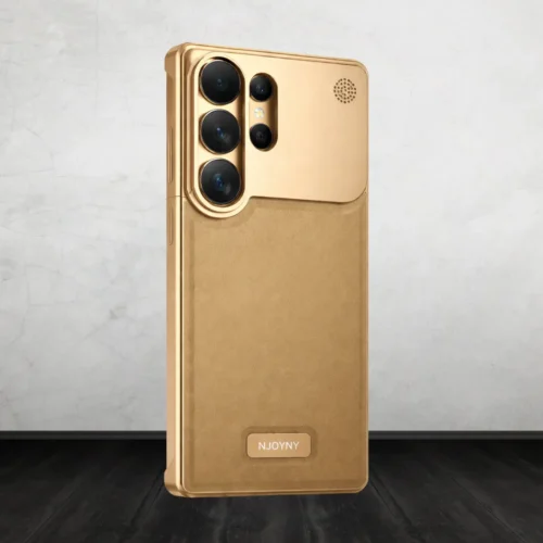 S26 Ultra Aero Flex Metallic Leather Case - Premium Aluminum Frame