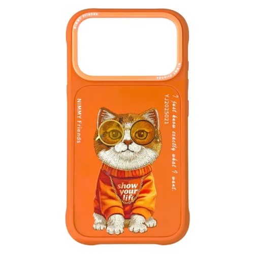 iPhone 17 Pro & 17 Pro Max Case Nimmy Glasses Cute Pets Cool Embroidery Luxury PU Leather Multi-Color