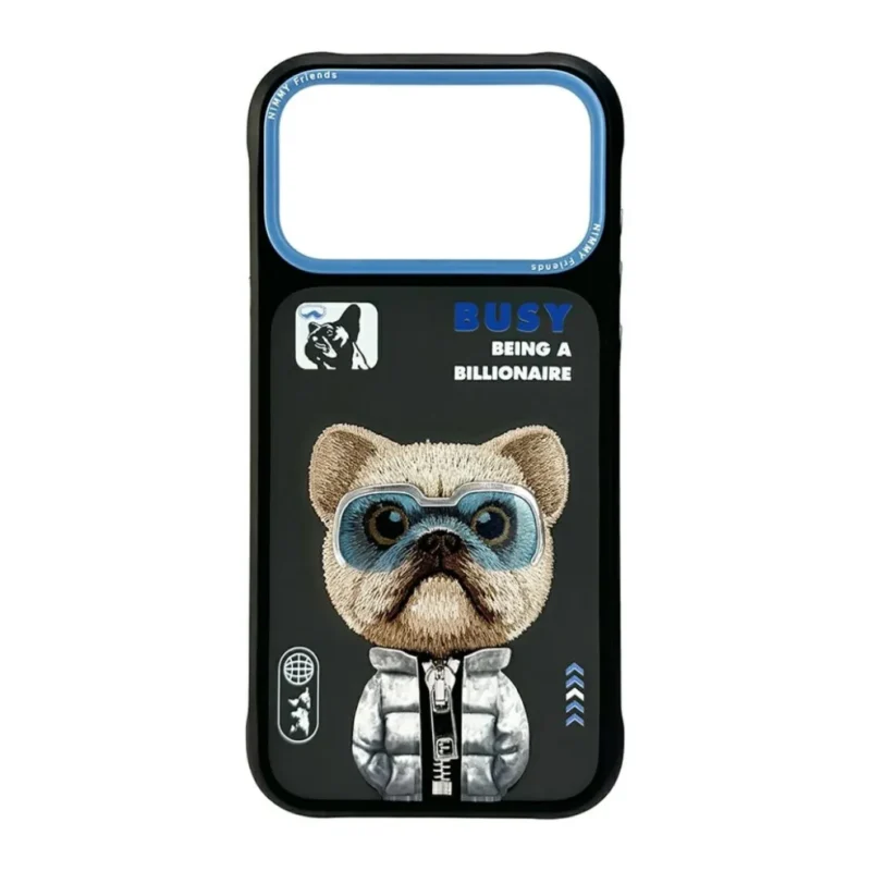 iPhone 17 Pro & 17 Pro Max Case Nimmy Glasses Cool 2.0 3D Embroidery Luxury PU Leather Shockproof Cover