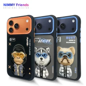 iPhone 17 Pro & 17 Pro Max Case Nimmy Glasses Cool 2.0 3D Embroidery Luxury PU Leather Shockproof Cover
