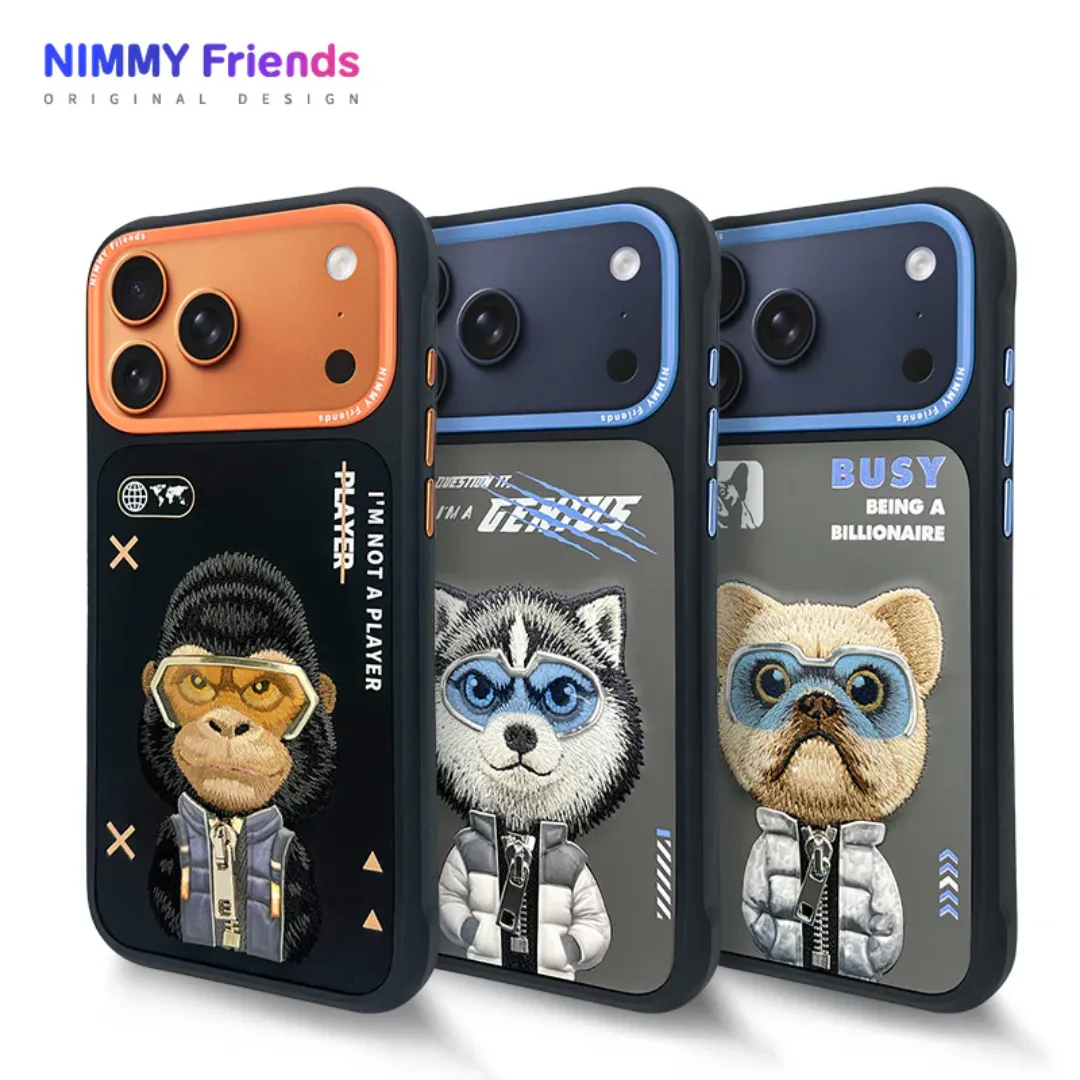 iPhone 17 Pro & 17 Pro Max Case Nimmy Glasses Cool 2.0 3D Embroidery Luxury PU Leather Shockproof Cover