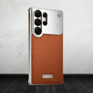 S26 Ultra Aero Flex Metallic Leather Case - Premium Aluminum Frame