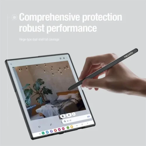 Samsung Galaxy Z Fold 7 Case, Nillkin Frosted Shield with S Pen & Holder, Hinge Protection, Magsafe Compatible Slim PC Shell, Black