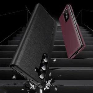 Samsung Galaxy Z Fold 6 Smart View Window Case with IC Chip, Premium Leather Finish Cover
