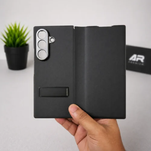Samsung Galaxy Z Fold 7 Leather Flip Case with Magnetic Kickstand & Hinge Protection