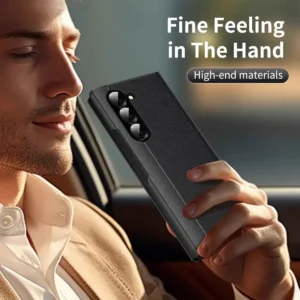 Samsung Galaxy Z Fold 6 Smart View Window Case with IC Chip, Premium Leather Finish Cover