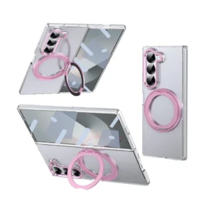 Samsung Z Fold 6 Transparent Case - 360° Bracket Kickstand & Magnetic Ring - Military Grade Drop Protection Samsung Z Fold 6 Transparent Case - 360° Bracket Kickstand & Magnetic Ring - Military Grade Drop Protection