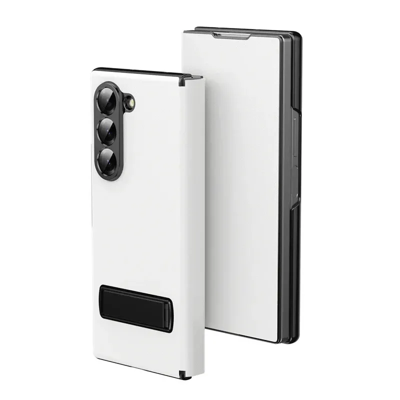 Samsung Galaxy Z Fold 6 Magnetic Leather Flip Case | Multiple Angle Bracket Stand & Hinge Protection Cover