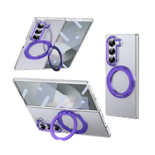 Samsung Z Fold 6 Transparent Case - 360° Bracket Kickstand & Magnetic Ring - Military Grade Drop Protection