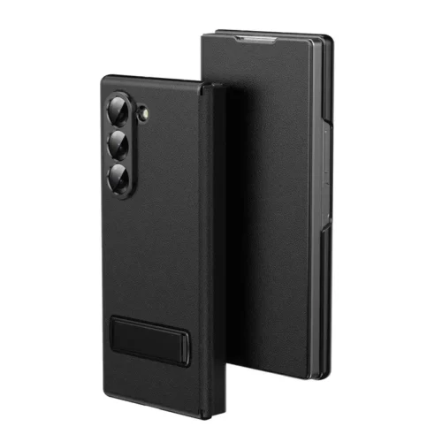 Samsung Galaxy Z Fold 6 Magnetic Leather Flip Case | Multiple Angle Bracket Stand & Hinge Protection Cover
