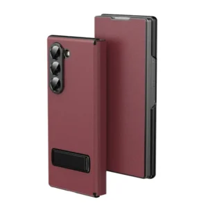 Samsung Galaxy Z Fold 6 Magnetic Leather Flip Case | Multiple Angle Bracket Stand & Hinge Protection Cover