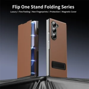 Samsung Galaxy Z Fold 6 Magnetic Leather Flip Case | Multiple Angle Bracket Stand & Hinge Protection Cover