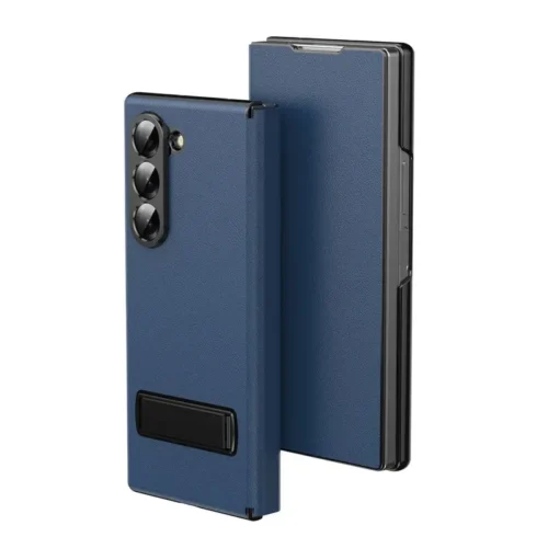 Samsung Galaxy Z Fold 6 Magnetic Leather Flip Case | Multiple Angle Bracket Stand & Hinge Protection Cover