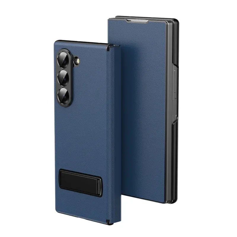 Samsung Galaxy Z Fold 6 Magnetic Leather Flip Case | Multiple Angle Bracket Stand & Hinge Protection Cover