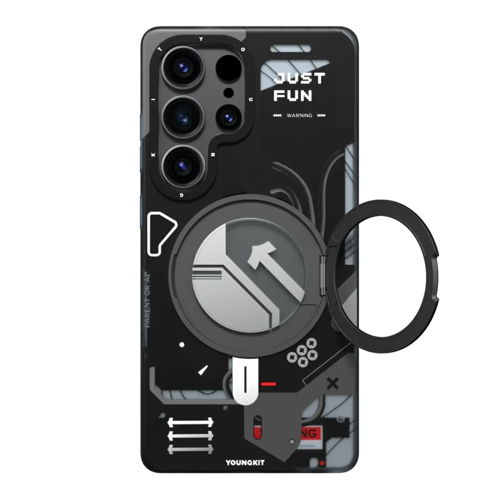Youngkit Samsung Galaxy S26 Ultra Case - Cyberpunk 360° Spin Magnetic Stand - MagSafe Compatible, Military Grade Drop Protection - Black