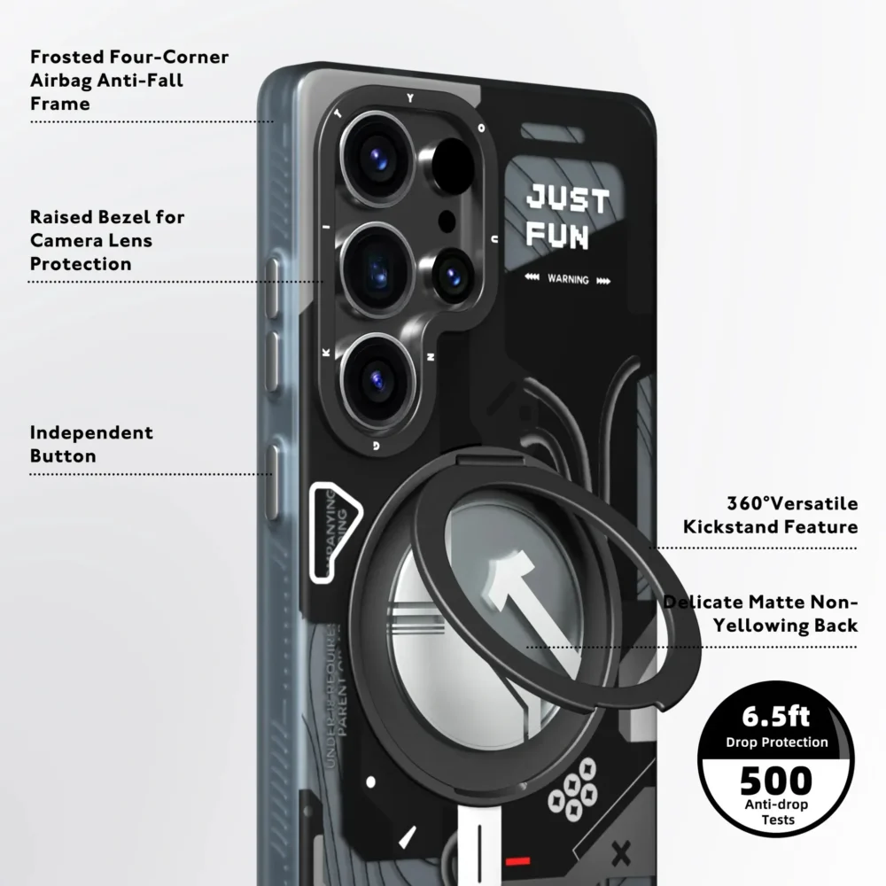 Youngkit Samsung Galaxy S26 Ultra Case - Cyberpunk 360° Spin Magnetic Stand - MagSafe Compatible, Military Grade Drop Protection - Black