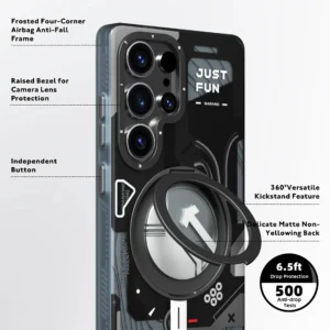 Youngkit Samsung Galaxy S26 Ultra Case - Cyberpunk 360° Spin Magnetic Stand - MagSafe Compatible, Military Grade Drop Protection - Black Youngkit Samsung Galaxy S26 Ultra Case - Cyberpunk 360° Spin Magnetic Stand - MagSafe Compatible, Military Grade Drop Protection - Black