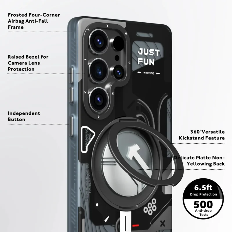 Youngkit Samsung Galaxy S26 Ultra Case - Cyberpunk 360° Spin Magnetic Stand - MagSafe Compatible, Military Grade Drop Protection - Black Youngkit Samsung Galaxy S26 Ultra Case - Cyberpunk 360° Spin Magnetic Stand - MagSafe Compatible, Military Grade Drop Protection - Black