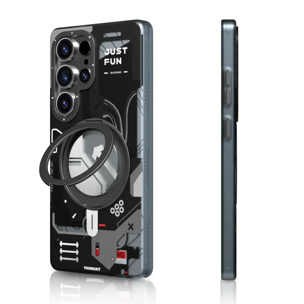 Youngkit Samsung Galaxy S26 Ultra Case - Cyberpunk 360° Spin Magnetic Stand - MagSafe Compatible, Military Grade Drop Protection - Black