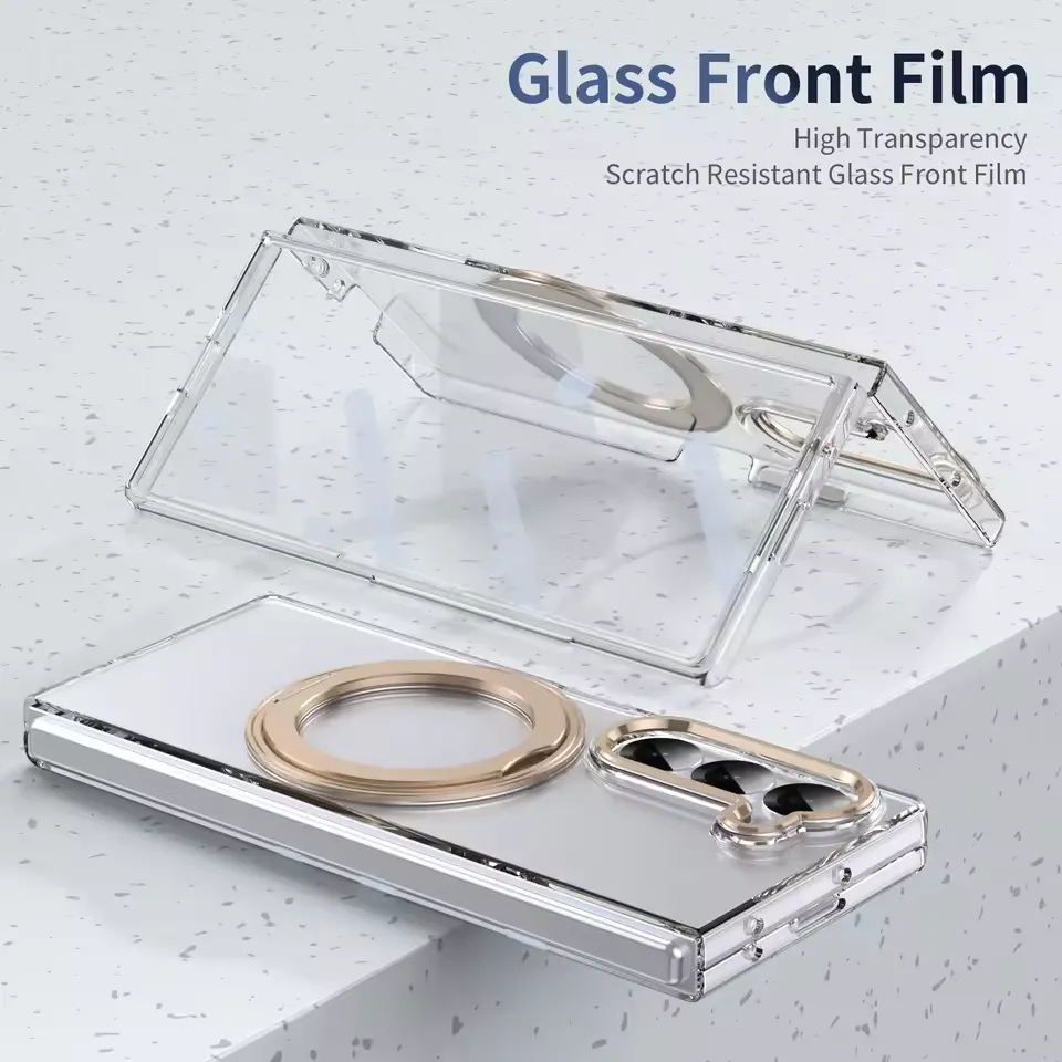 Samsung Z Fold 7 Transparent Case - 360° Bracket Kickstand & Magnetic Ring - Military Grade Drop Protection