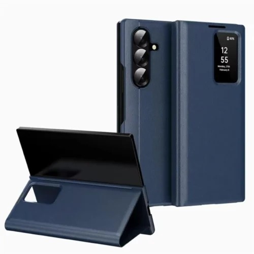 Samsung Galaxy Z Fold 7 Smart View Window Case with IC Chip, Premium Leather Finish Cover