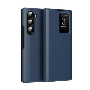 Samsung Galaxy Z Fold 6 Smart View Window Case with IC Chip, Premium Leather Finish Cover