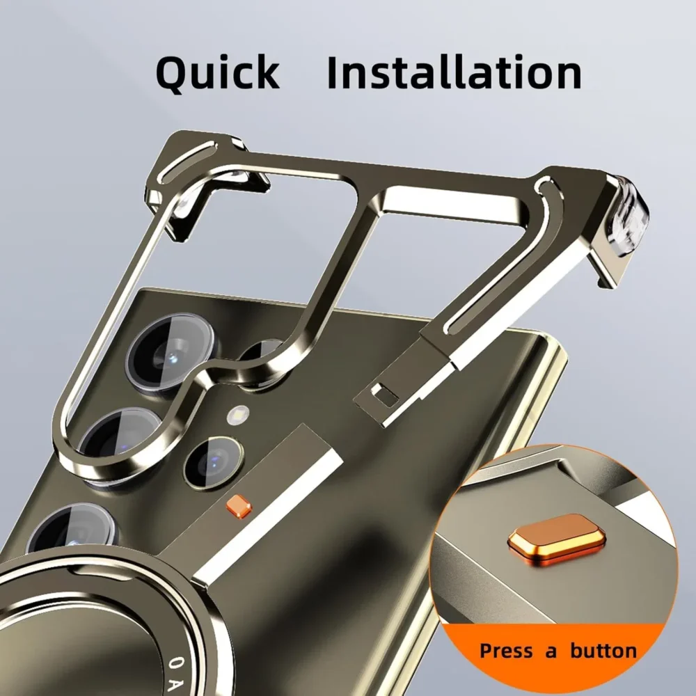 Samsung Galaxy S26 Ultra Case Cover Metal Bumper with 360° Rotating Magnetic Ring Kickstand Shockproof Aluminium