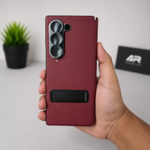 Samsung Galaxy Z Fold 6 Magnetic Leather Flip Case | Multiple Angle Bracket Stand & Hinge Protection Cover