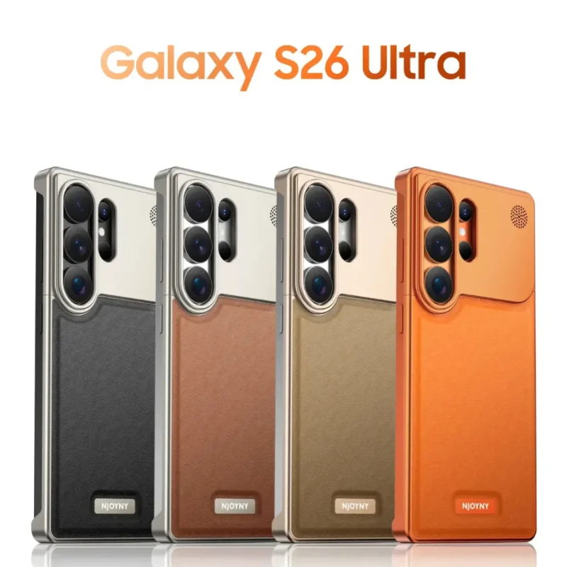 S26 Ultra Aero Flex Metallic Leather Case - Premium Aluminum Frame