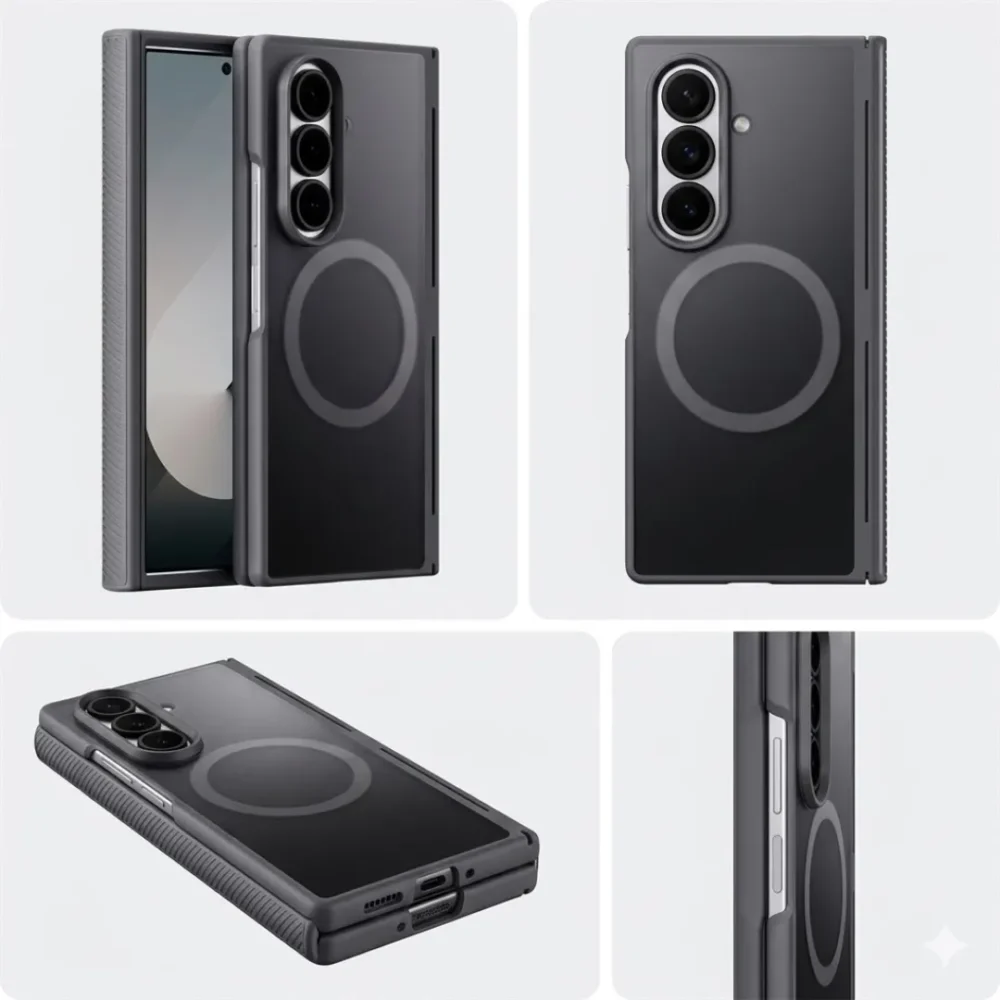 Samsung Galaxy Z Fold 7 MagSafe Cover, Translucent Matte Finish, Magnetic Wireless Charging, Hard PC, Charcoal