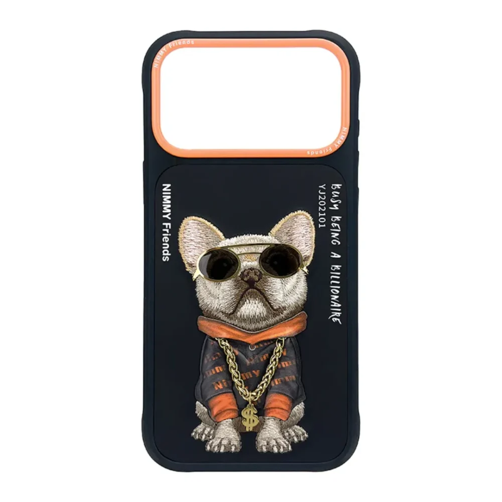 iPhone 17 Pro & 17 Pro Max Case Nimmy Glasses Cute Pets Cool Embroidery Luxury PU Leather Multi-Color