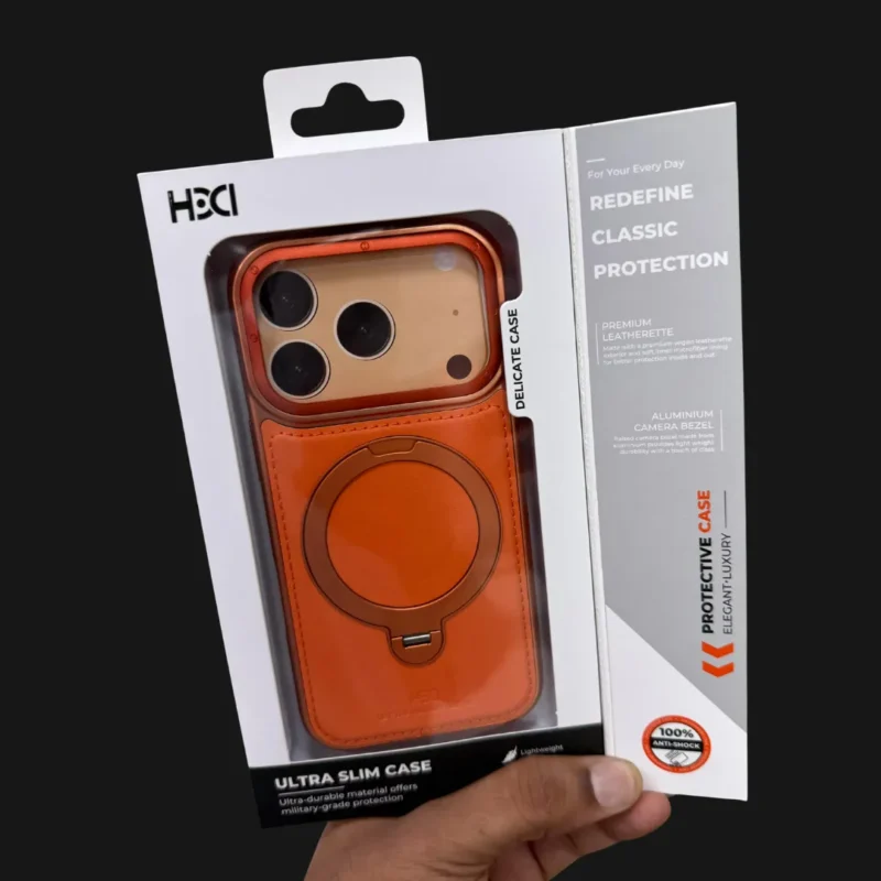 Luxury Leather MagSafe Case for iPhone 17 Pro & 17 Pro Max - Magnetic Ring Holder Kickstand Shockproof Cover - Orange Luxury Leather MagSafe Case for iPhone 17 Pro & 17 Pro Max - Magnetic Ring Holder Kickstand Shockproof Cover - Orange