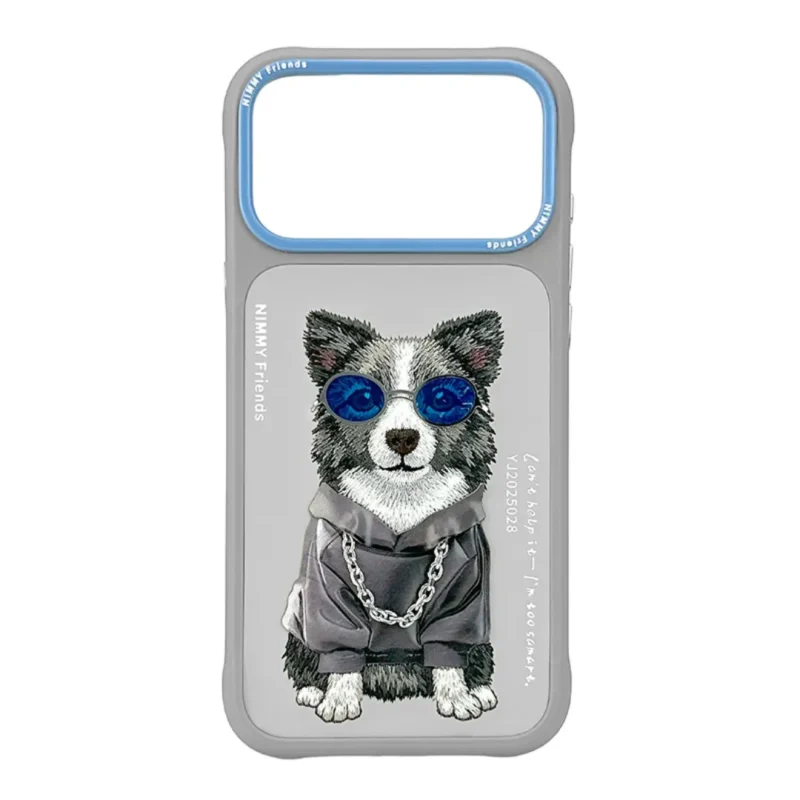 iPhone 17 Pro & 17 Pro Max Case Nimmy Glasses Cute Pets Cool Embroidery Luxury PU Leather Multi-Color