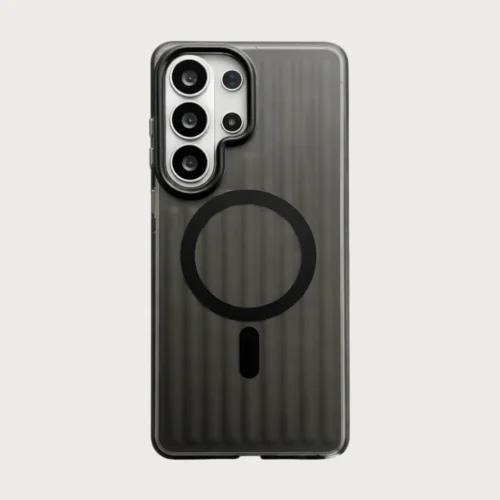 Samsung S26 Ultra Case Frost Guard Corrugated Pattern MagSafe Compatible PC & TPU Matte Clear