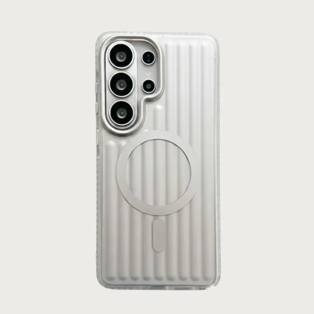 Samsung S26 Ultra Case Frost Guard Corrugated Pattern MagSafe Compatible PC & TPU Matte Clear