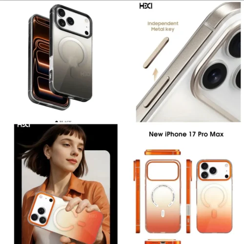 HDD iPhone 17 Pro Series Transparent Gradient Magsafe Case Cover with Metal Bumper Protection