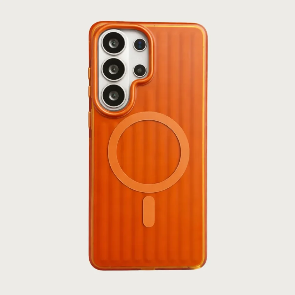 Samsung S26 Ultra Case Frost Guard Corrugated Pattern MagSafe Compatible PC & TPU Matte Clear