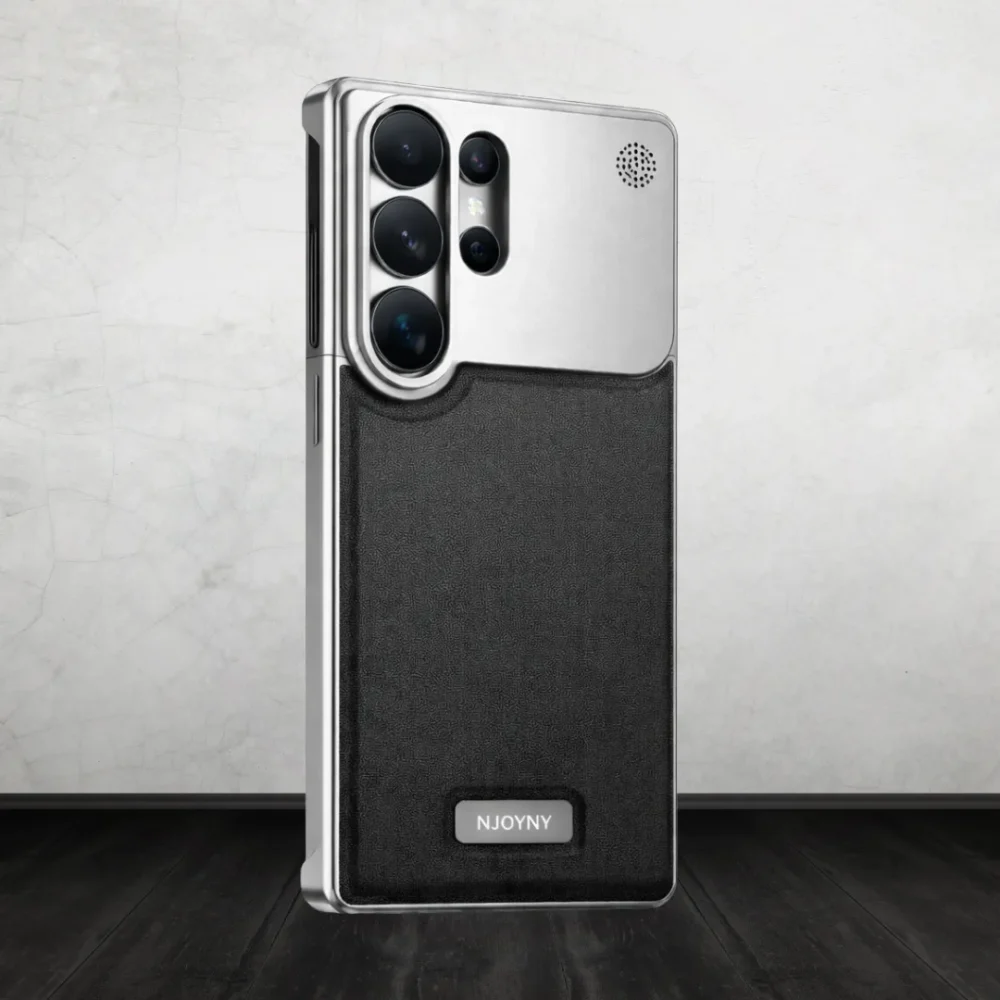 S26 Ultra Aero Flex Metallic Leather Case - Premium Aluminum Frame