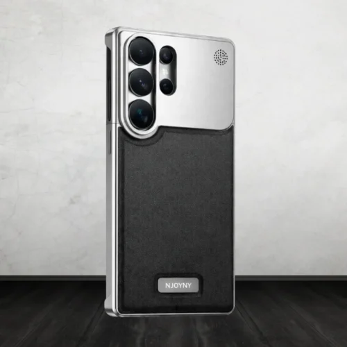 S26 Ultra Aero Flex Metallic Leather Case - Premium Aluminum Frame