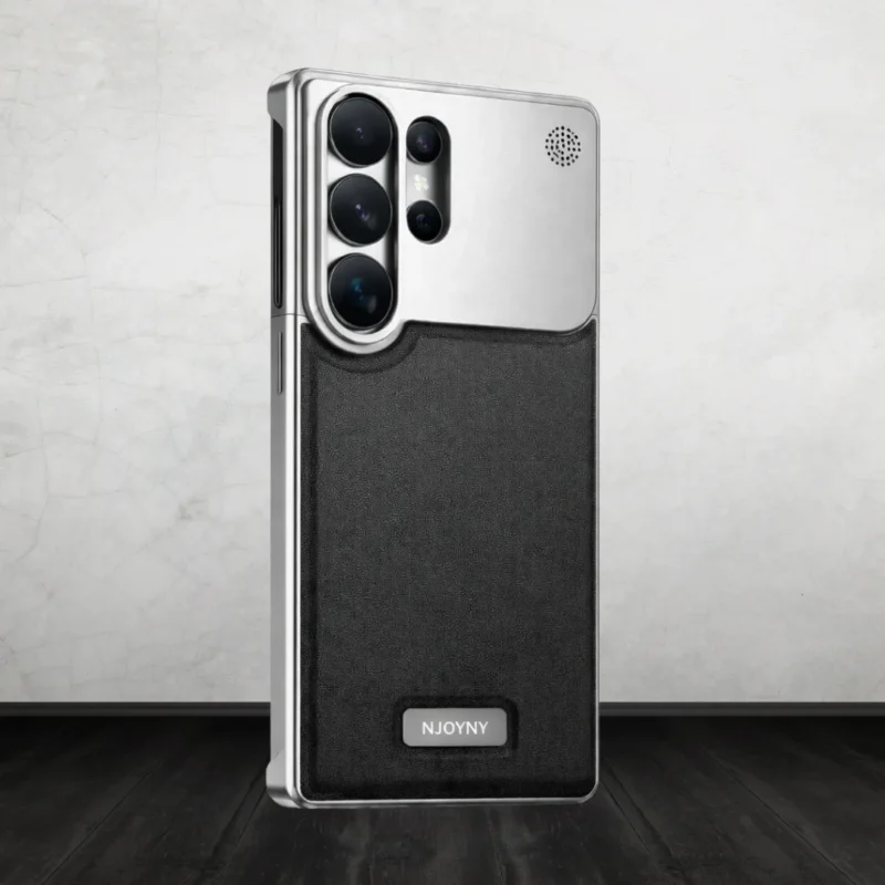 S26 Ultra Aero Flex Metallic Leather Case - Premium Aluminum Frame