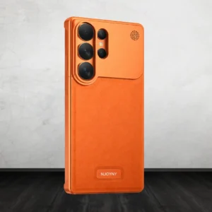 S26 Ultra Aero Flex Metallic Leather Case - Premium Aluminum Frame