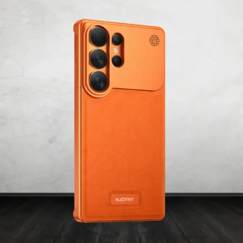 S26 Ultra Aero Flex Metallic Leather Case - Premium Aluminum Frame