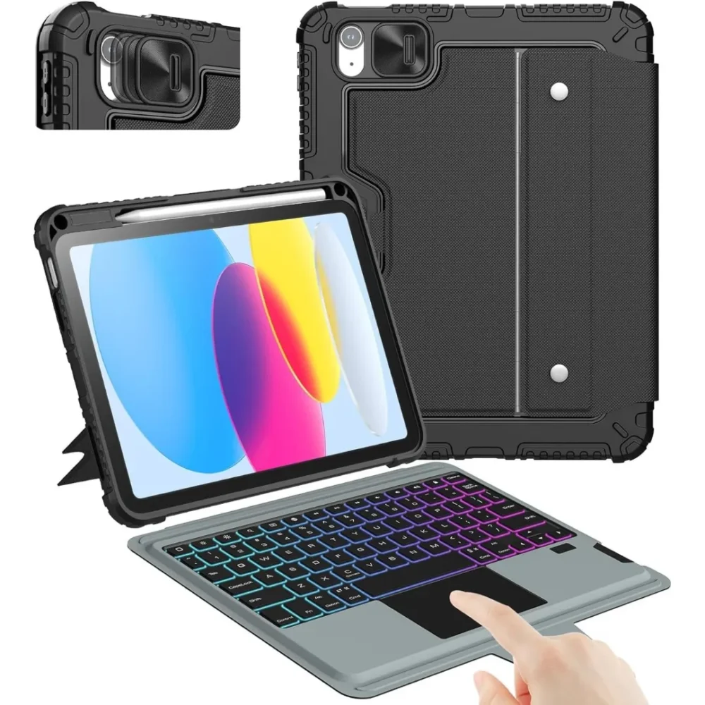 Nillkin Bumper Combo Backlit Keyboard Case for iPad A16 (10th & 11th Gen) - Magnetic Detachable Case with Multi-Touch Trackpad, Wireless Pencil Holder, and Protective Cover