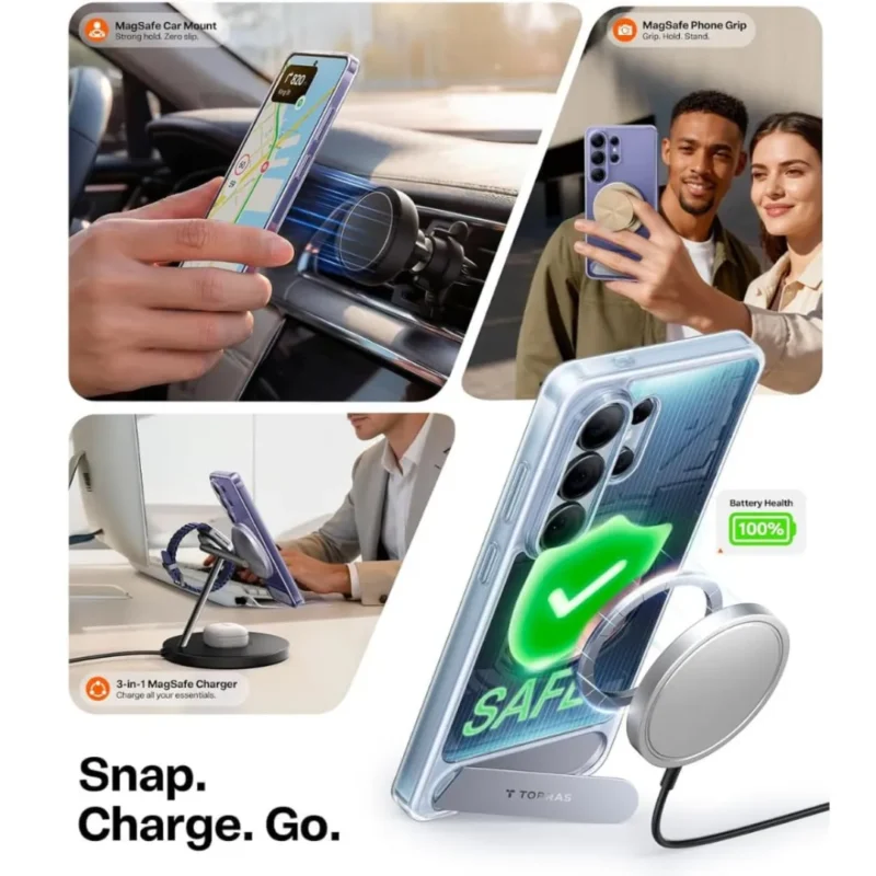 Galaxy S26 Ultra Case Clear Magnetic Case with Kick-Stand Compatible with Magnetic Charging Transparent PC + TPU Galaxy S26 Ultra Case Clear Magnetic Case with Kick-Stand Compatible with Magnetic Charging Transparent PC + TPU