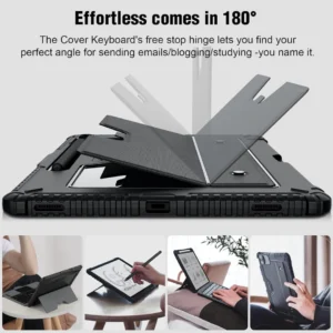 Nillkin Samsung Galaxy Tab S9 FE+ 12.4" Backlit Keyboard Case Magnetic Detachable Trackpad Kickstand Black