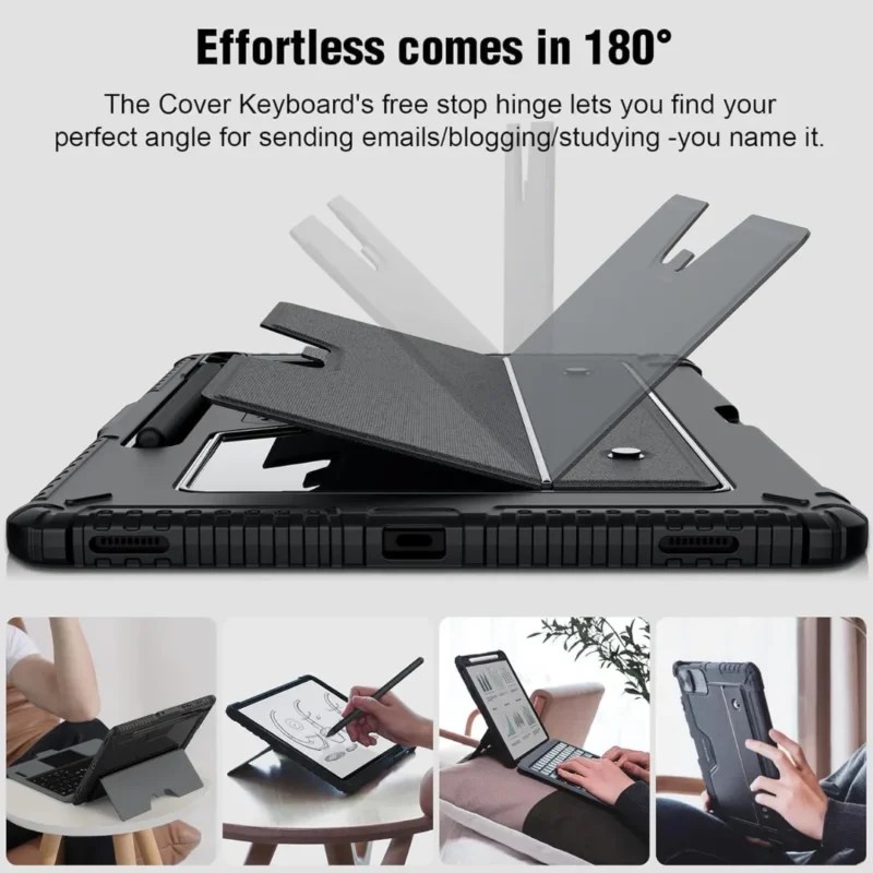 Nillkin Samsung Galaxy Tab S9 FE+ 12.4" Backlit Keyboard Case Magnetic Detachable Trackpad Kickstand Black